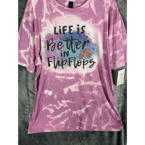 Glidden Life is Better in Flip-Flops Woman’s Tie Dye T Shirt Pink Extra Large - Picture 8 of 12